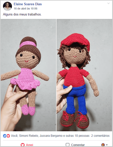 Amigurumi Bailarina e Menino de Boné